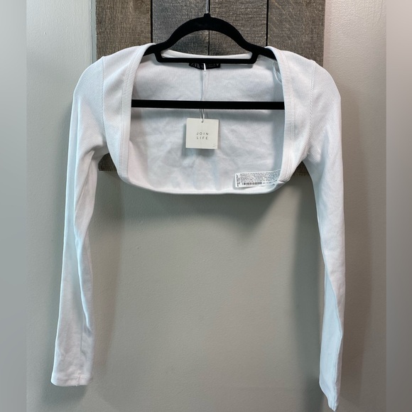 NWOT ZARA Ribbed White Arm Warmers Shrug Trafaluc Collection SIZE SMALL - Picture 6 of 10